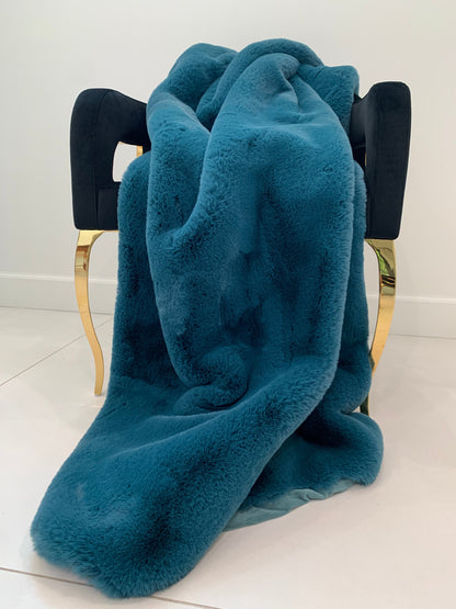 Luxury Faux Chinchilla Fur Throw Blanket, Assorted Colors