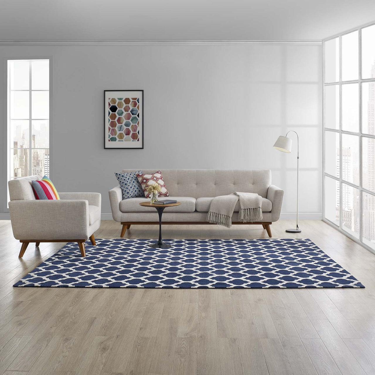 Chakra Muladhara 8x10 Area Rug, Navy & Ivory