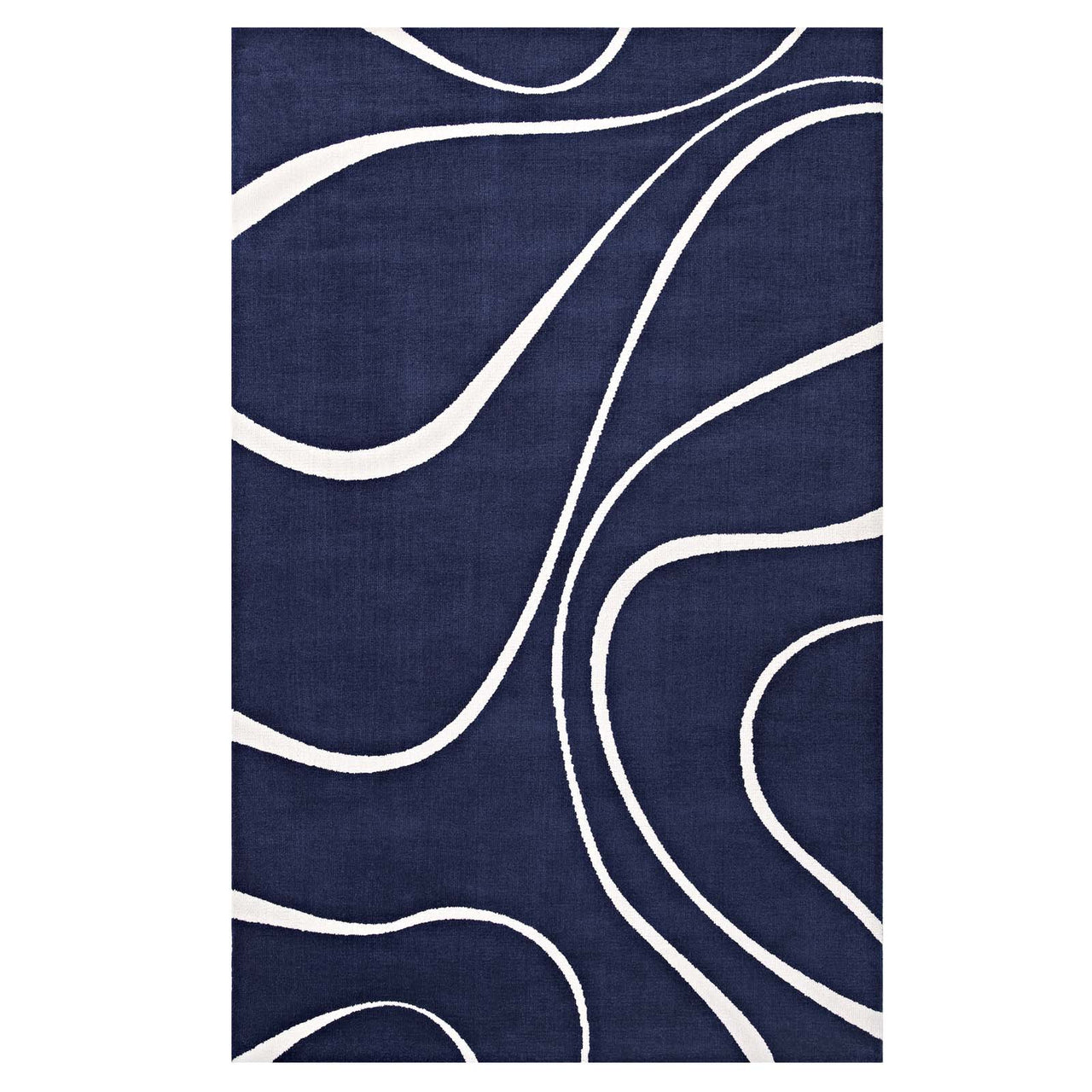 Topographic Map 5x8 Area Rug, Navy & Ivory