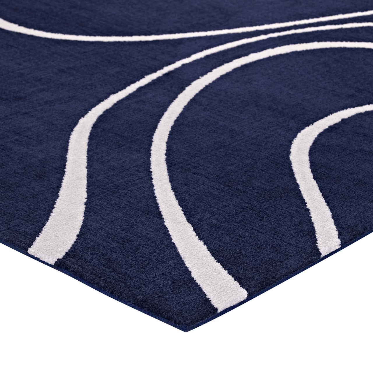 Topographic Map 5x8 Area Rug, Navy & Ivory