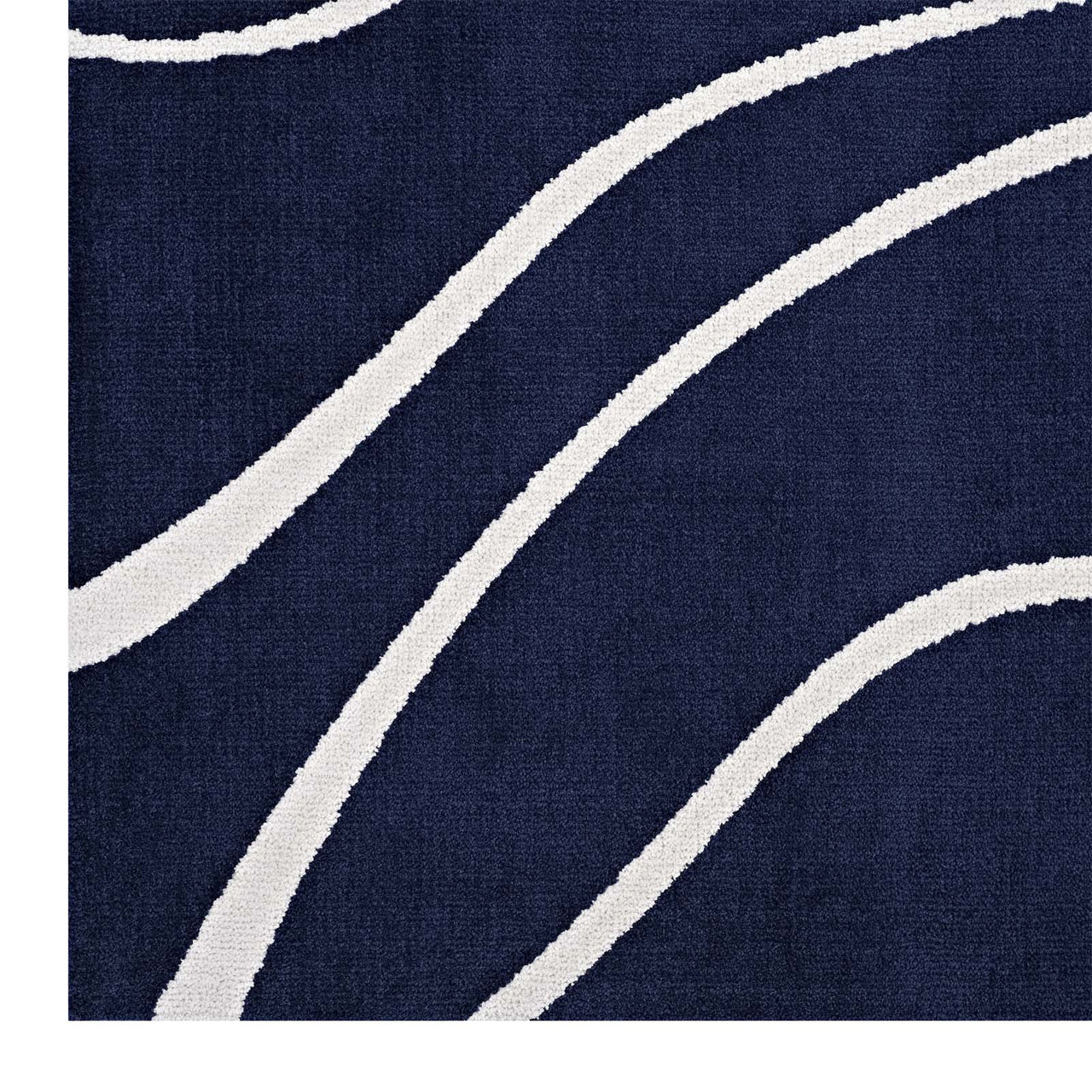 Topographic Map 5x8 Area Rug, Navy & Ivory