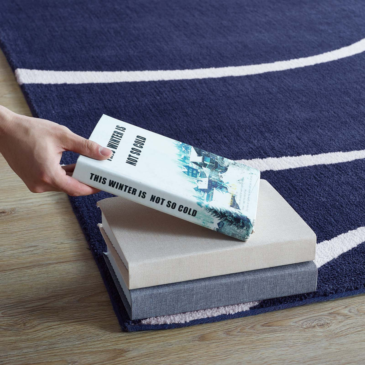 Topographic Map 5x8 Area Rug, Navy & Ivory