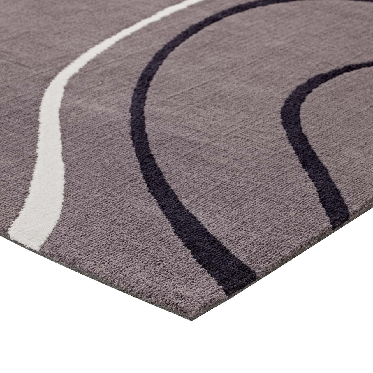 Topographic Map 5x8 Area Rug, Charcoal & Black
