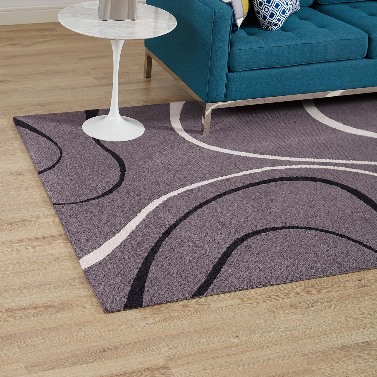 Topographic Map 5x8 Area Rug, Charcoal & Black