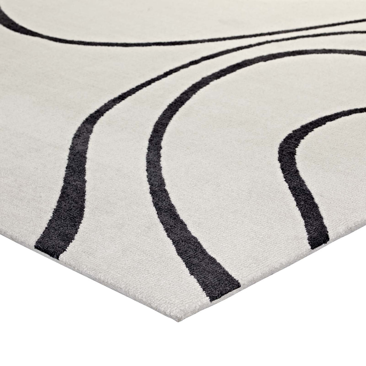 Topographic Map 5x8 Area Rug, Ivory & Charcoal