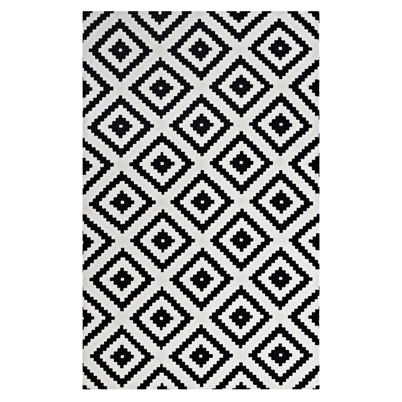 Duotone Diamond 5x8 Area Rug, Black & White