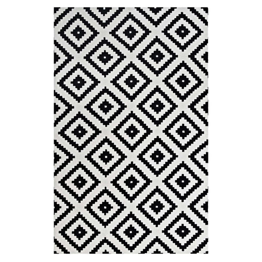 Duotone Diamond 5x8 Area Rug, Black & White