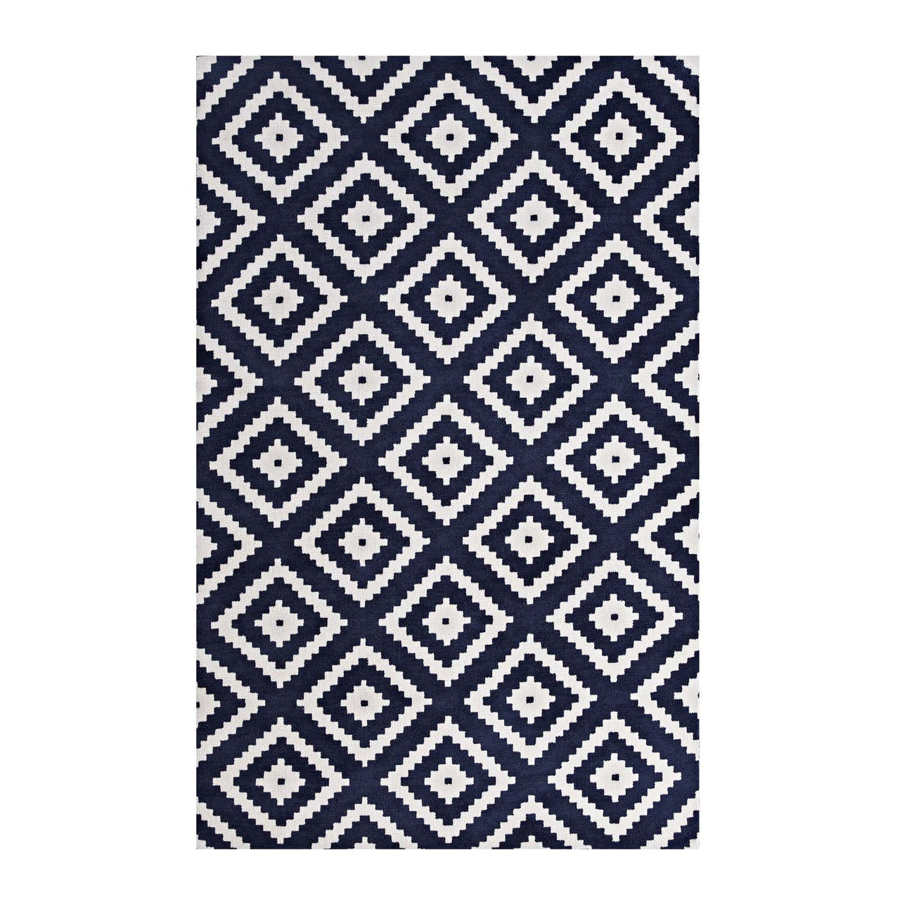 Duotone Diamond 8x10 Area Rug, Ivory & Navy