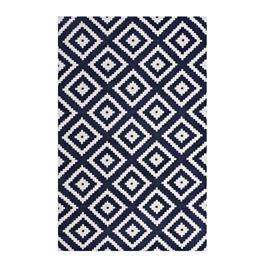 Duotone Diamond 8x10 Area Rug, Ivory & Navy