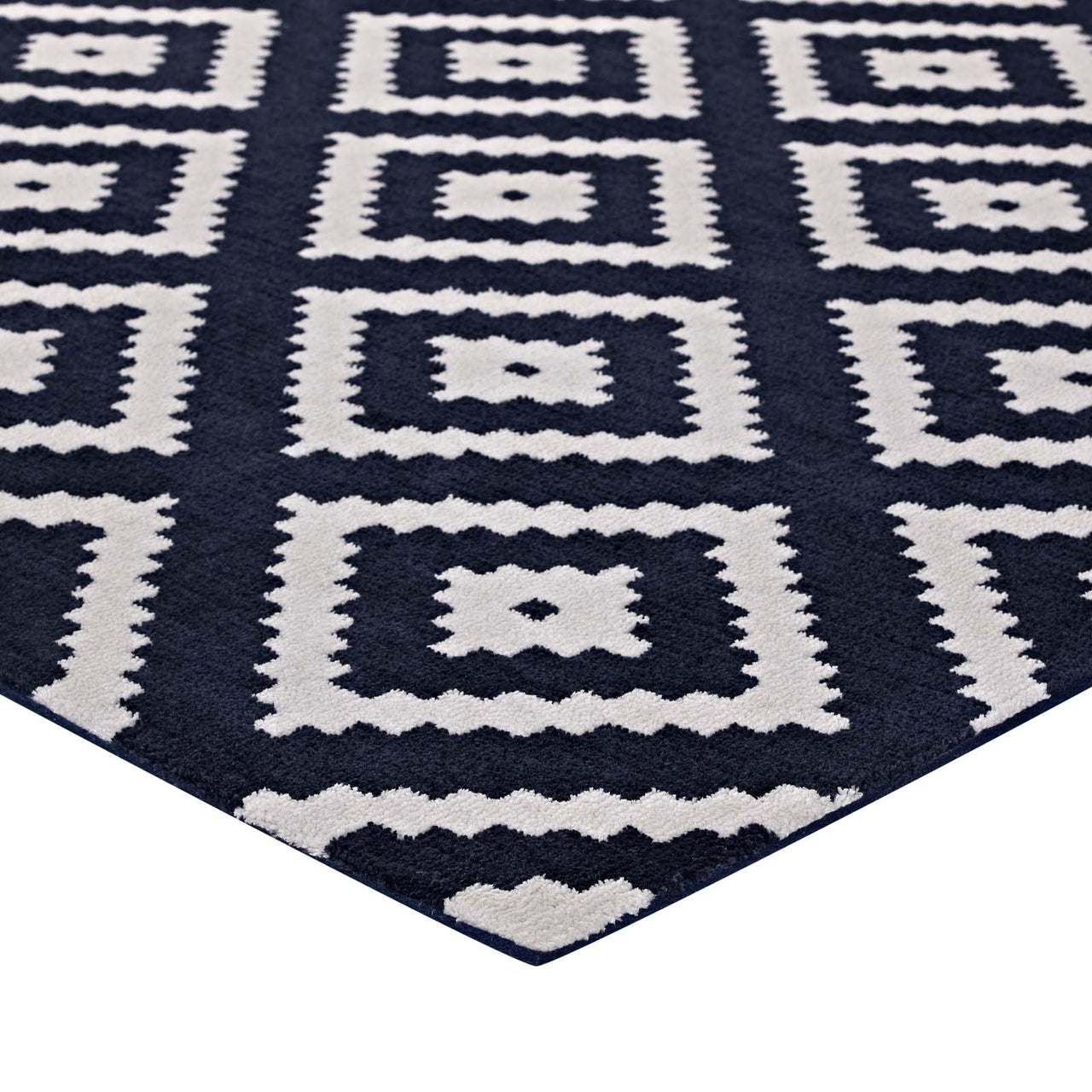 Duotone Diamond 8x10 Area Rug, Ivory & Navy