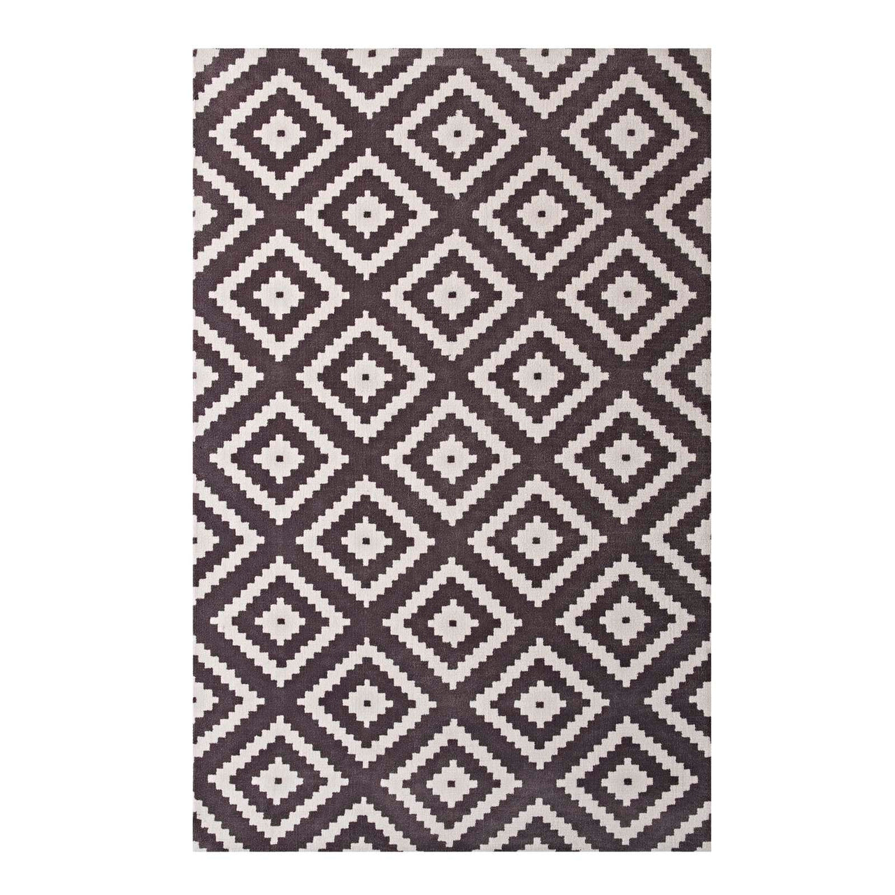 Duotone Diamond 8x10 Area Rug, Ivory & Charcoal