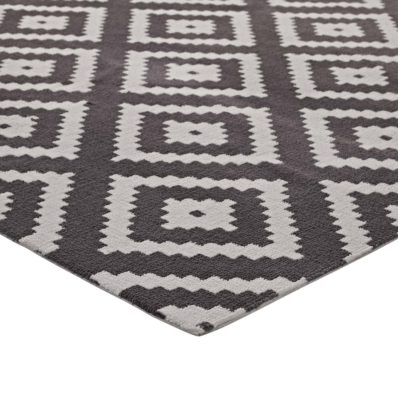 Duotone Diamond 8x10 Area Rug, Ivory & Charcoal