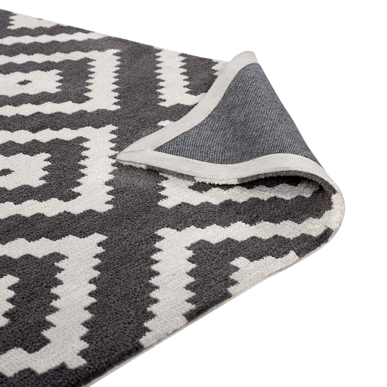 Duotone Diamond 8x10 Area Rug, Ivory & Charcoal
