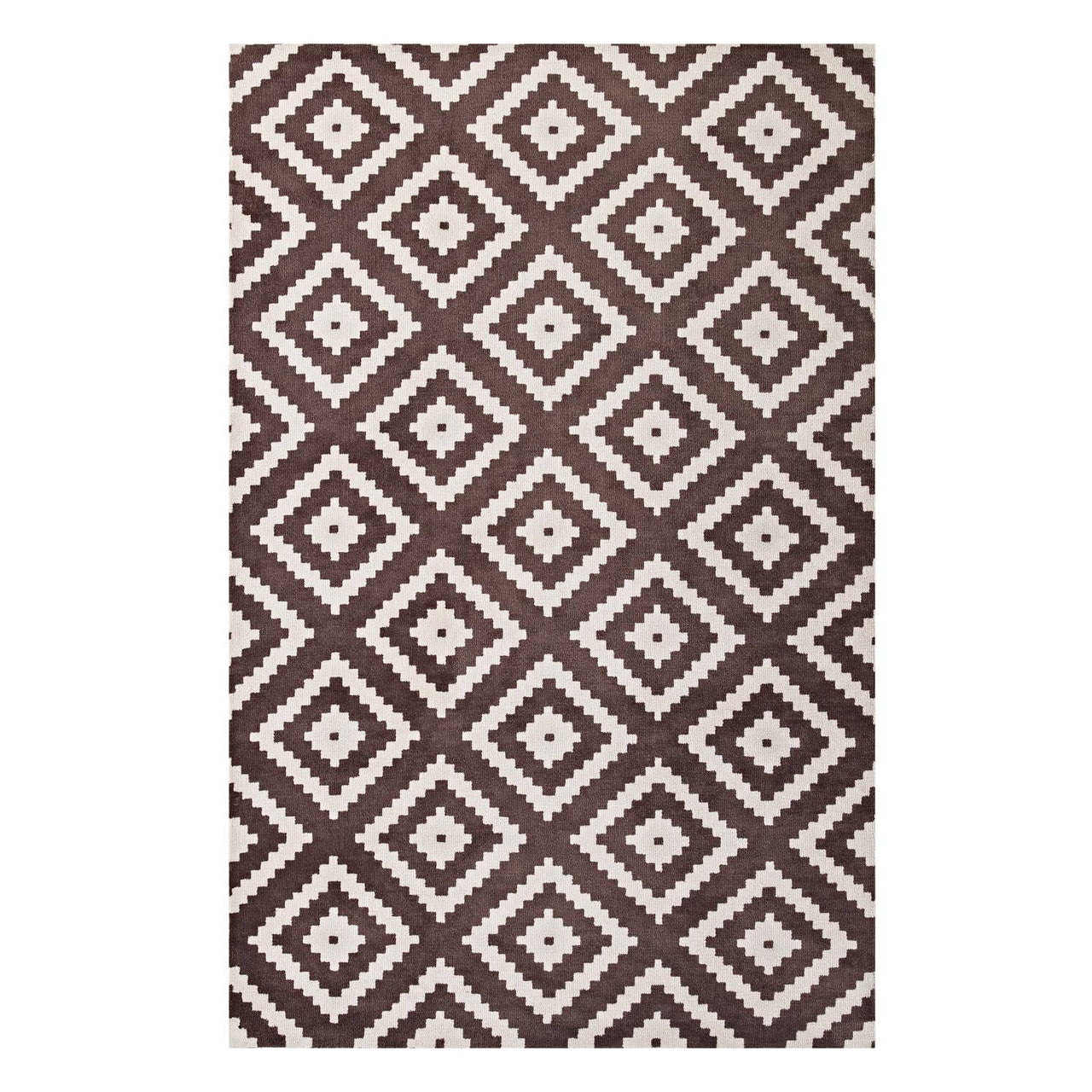 Duotone Diamond 5x8 Area Rug, Ivory & Brown