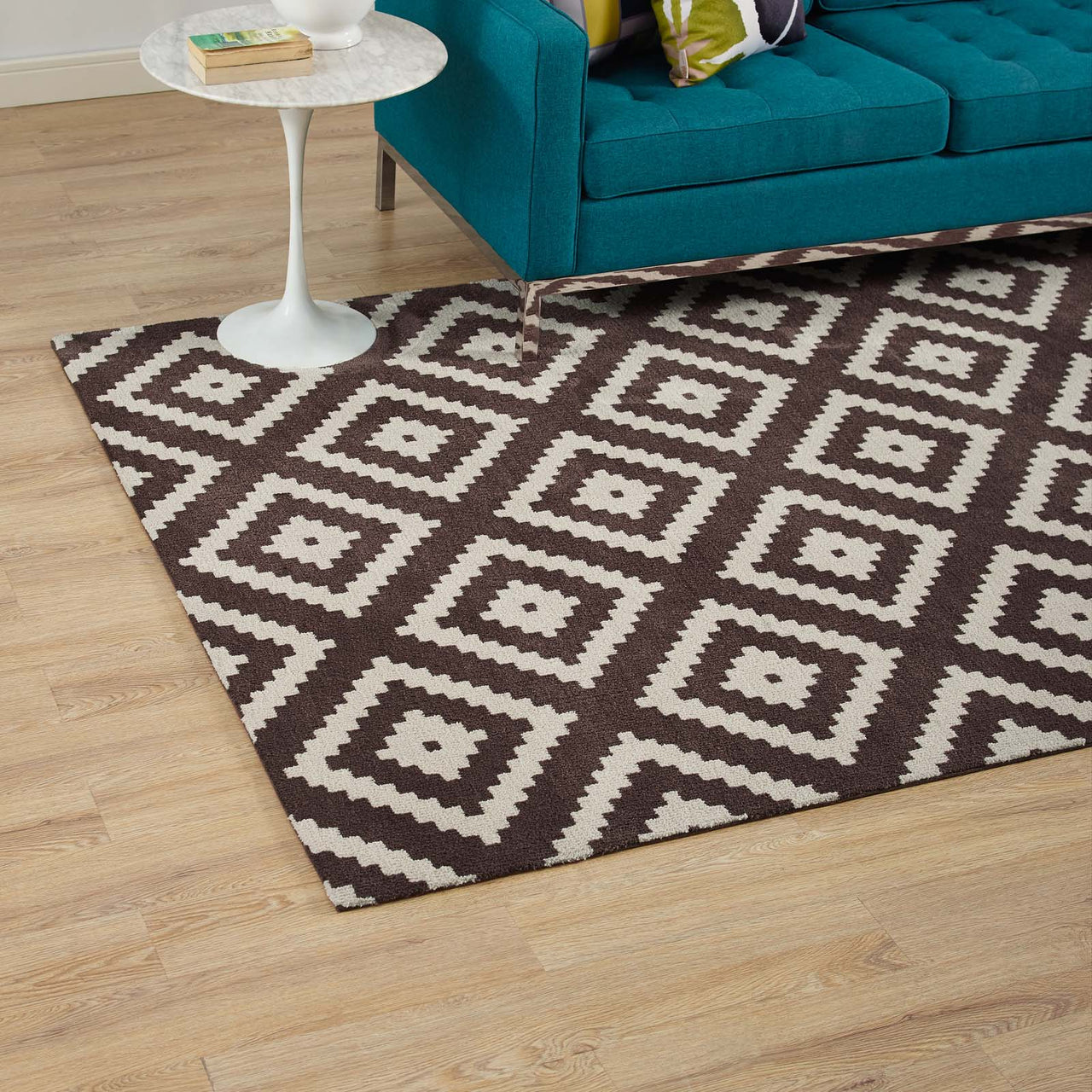 Duotone Diamond 5x8 Area Rug, Ivory & Brown