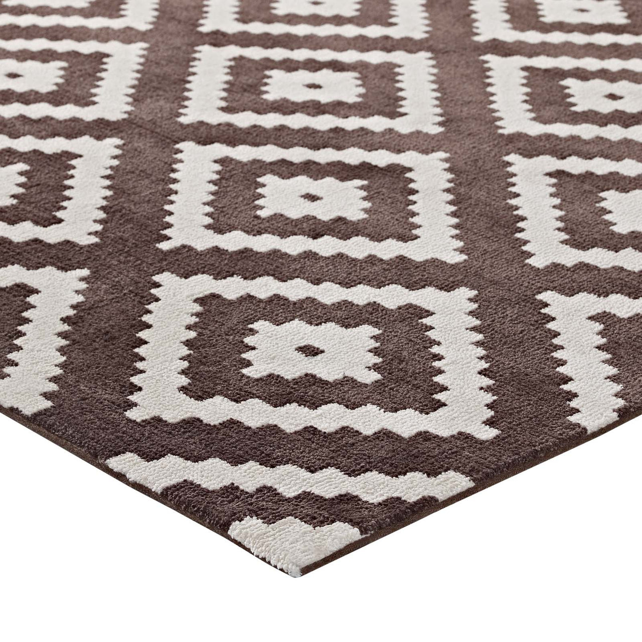 Duotone Diamond 8x10 Area Rug, Ivory & Brown