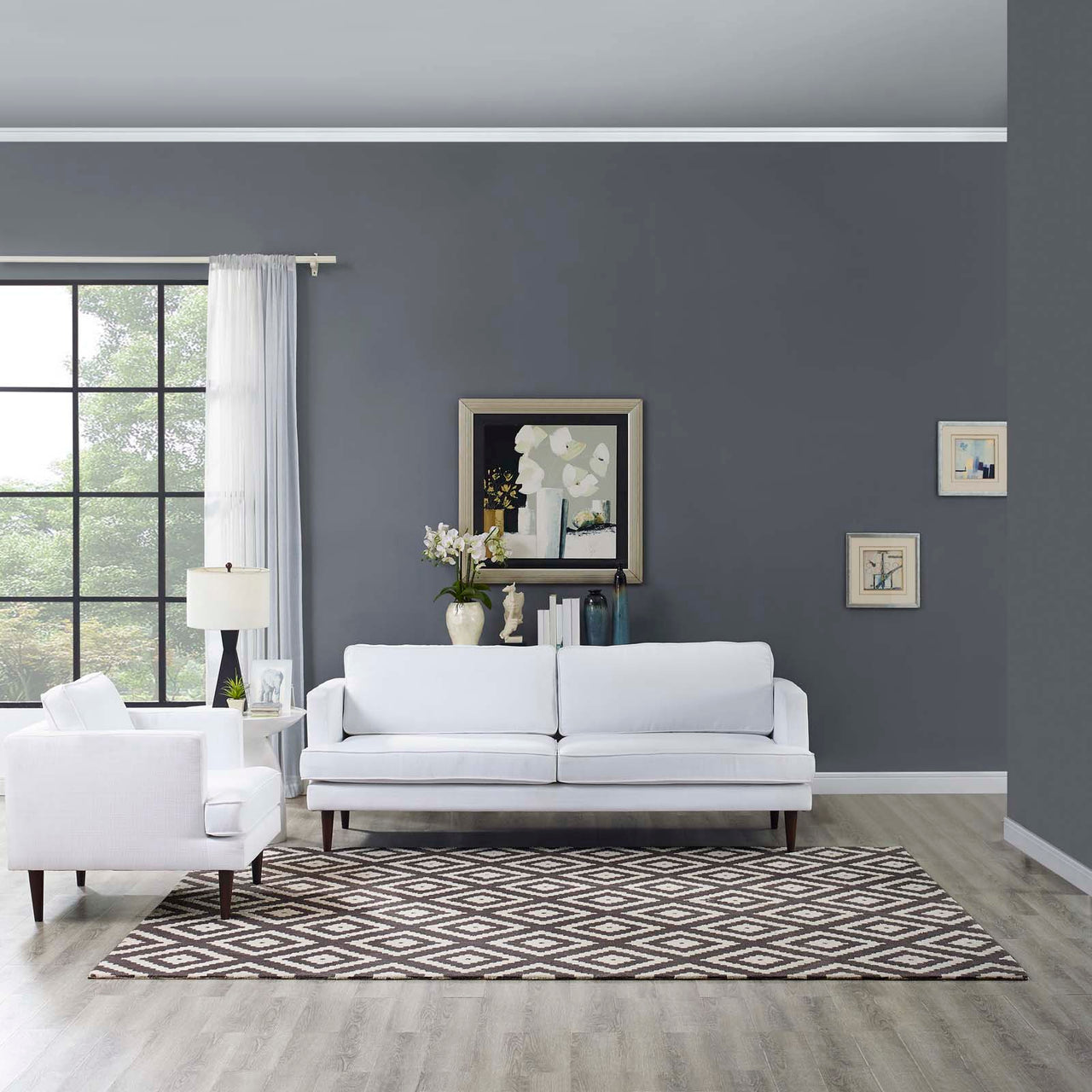 Duotone Diamond 8x10 Area Rug, Ivory & Brown