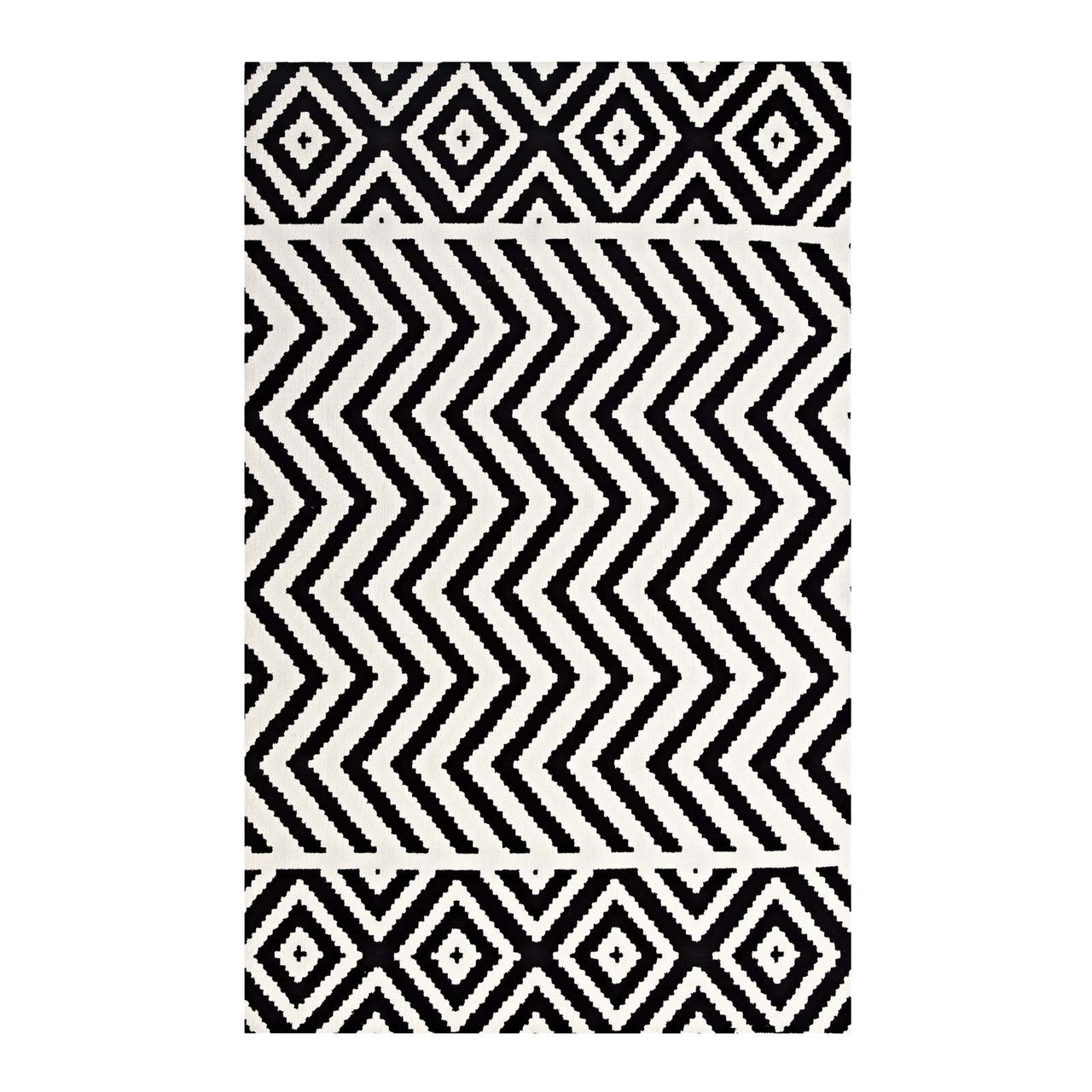 Mesmorize Energy 8x10 Area Rug, Black & White