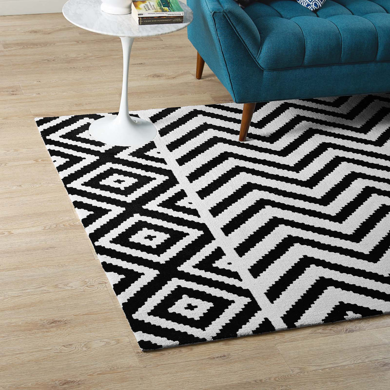 Mesmorize Energy 8x10 Area Rug, Black & White