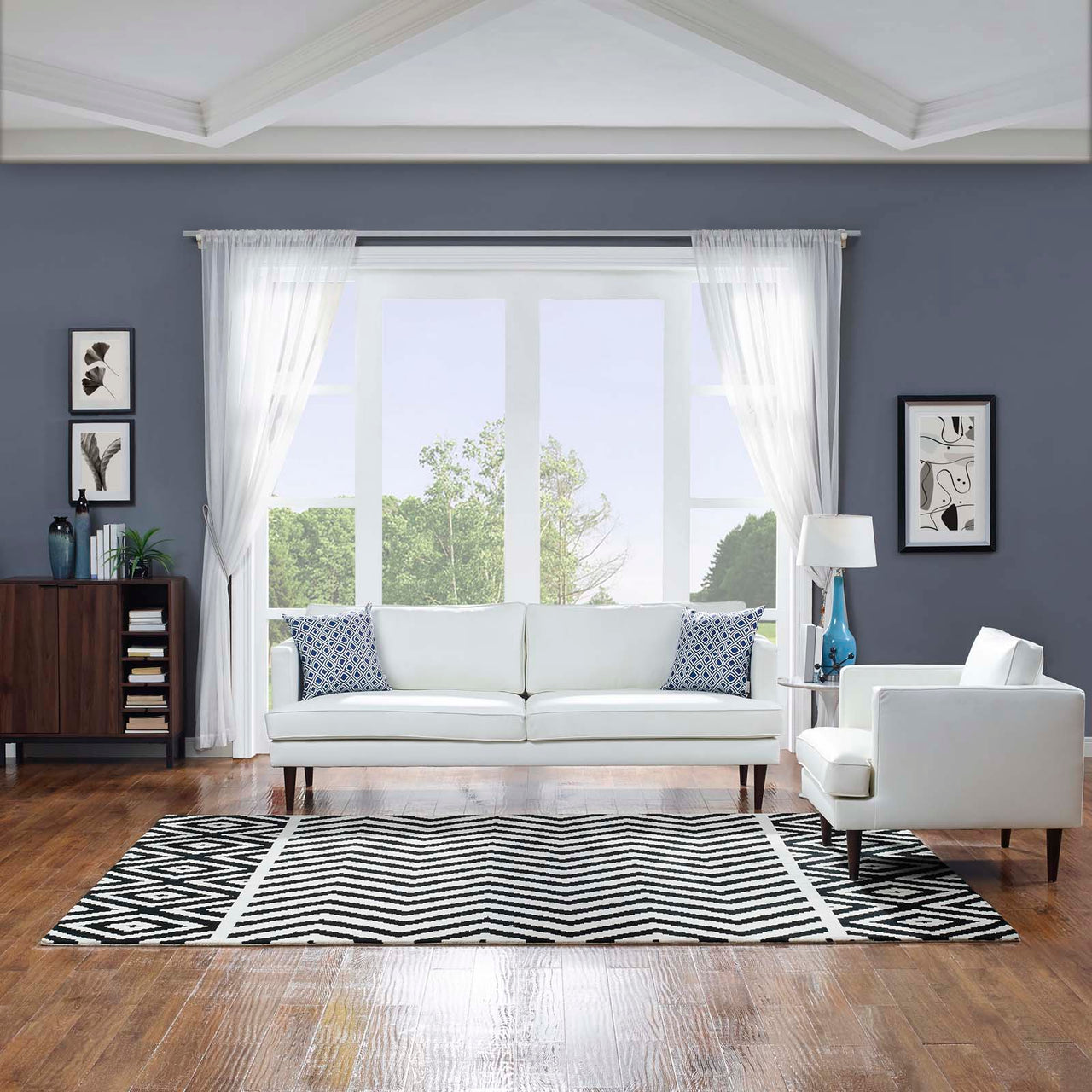 Mesmorize Energy 8x10 Area Rug, Black & White