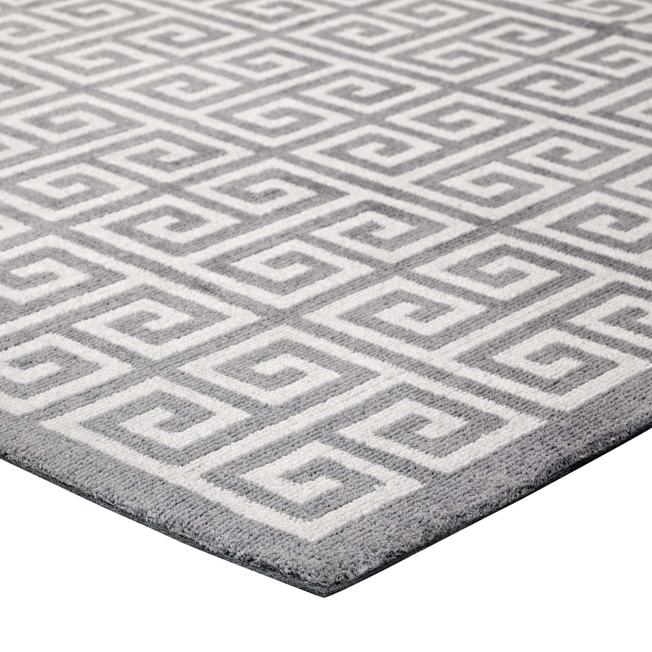Junvora Temple 5x8 Area Rug, White & Light Gray