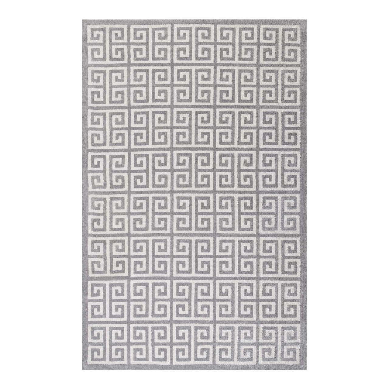 Junvora Temple 8x10 Area Rug, White & Light Gray