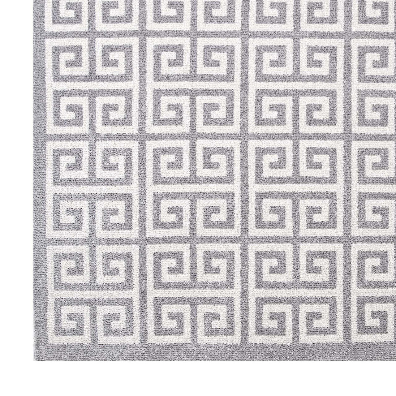 Junvora Temple 8x10 Area Rug, White & Light Gray