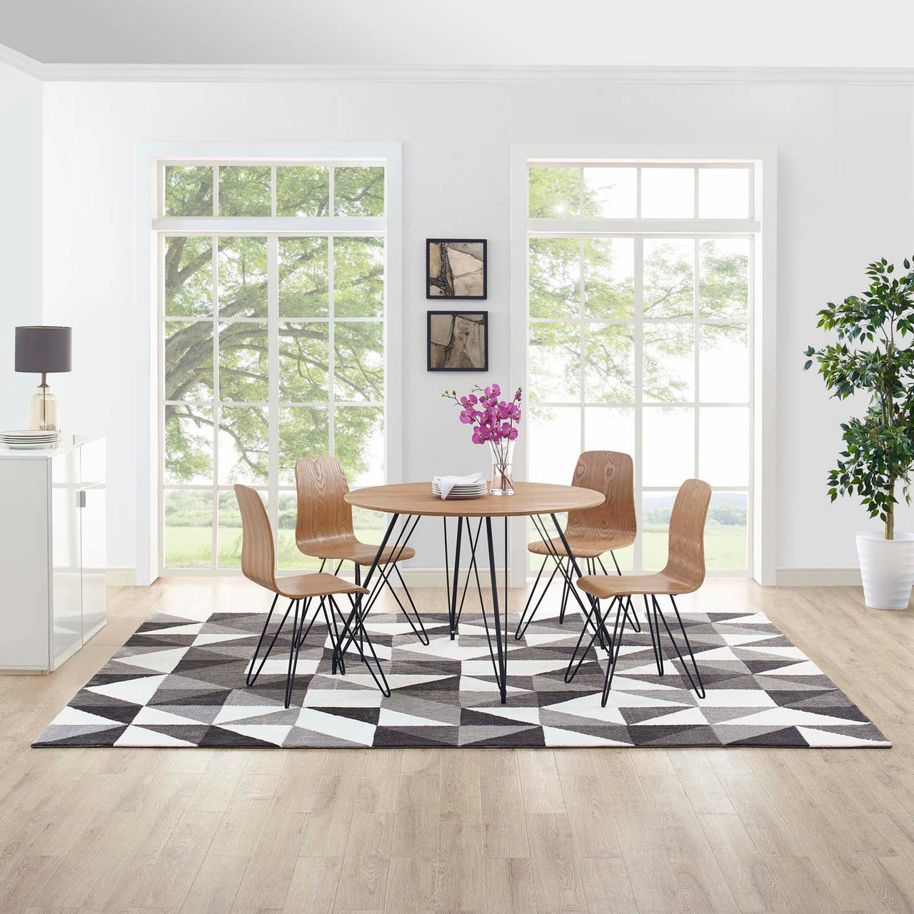 Giovanni Trinity 8x10 Area Rug, Black, Gray and White