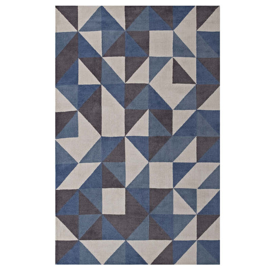 Giovanni Trinity 8x10 Area Rug, Blue, White and Gray