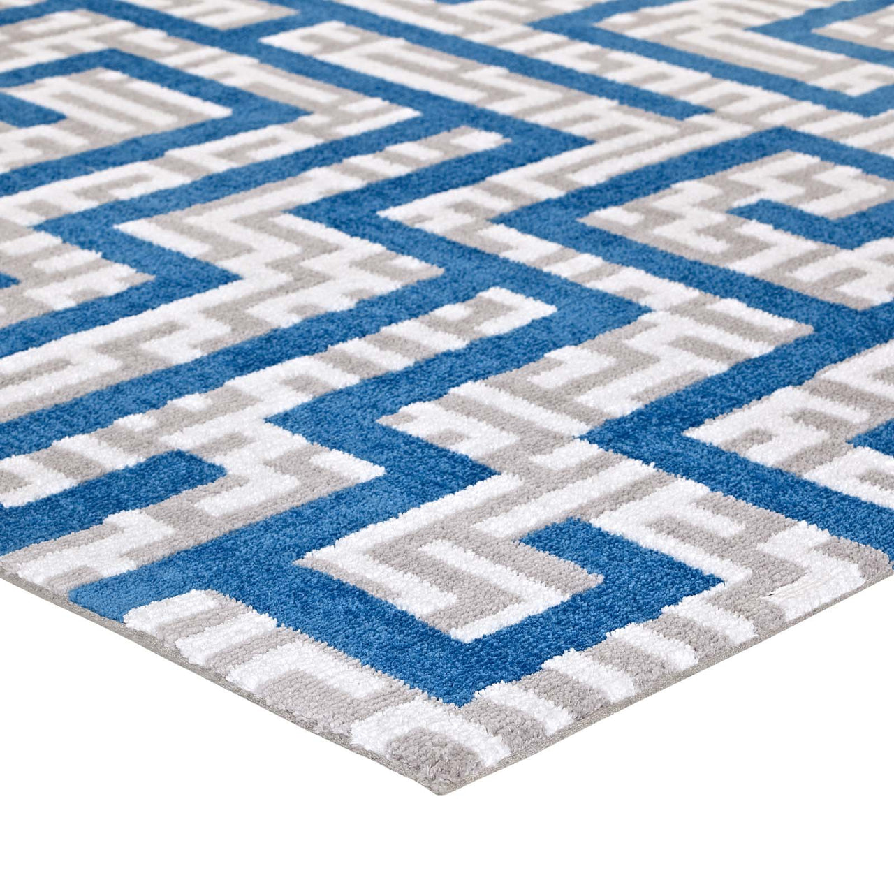Meander 5x8 Area Rug, Ivory & Blue