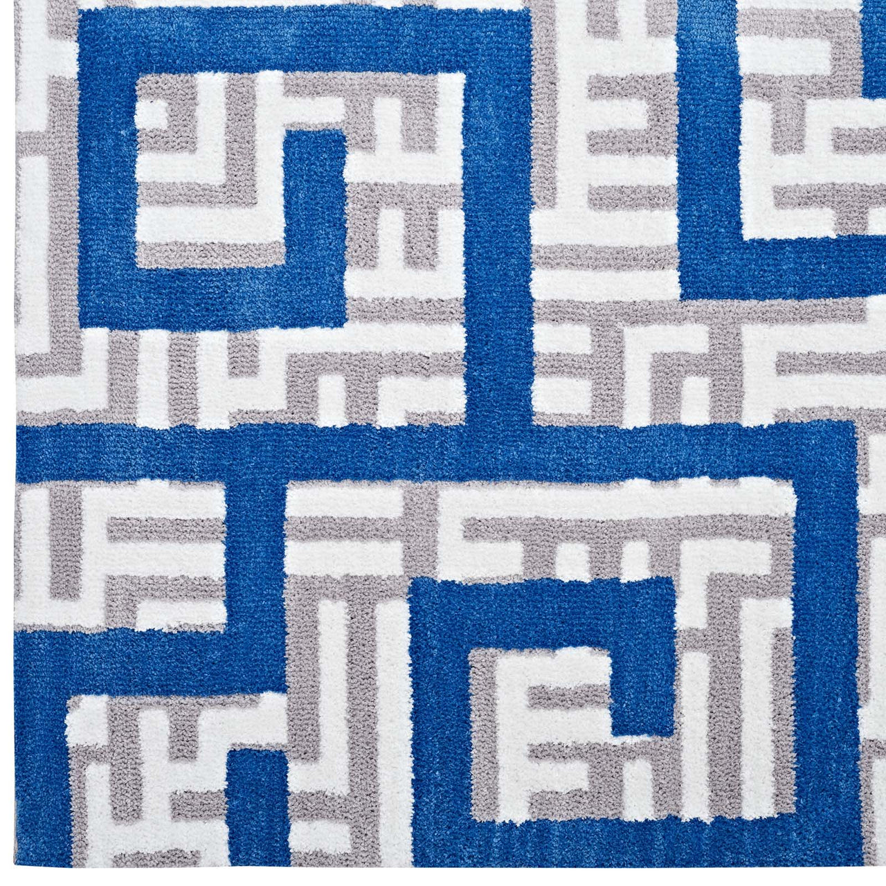 Meander 5x8 Area Rug, Ivory & Blue