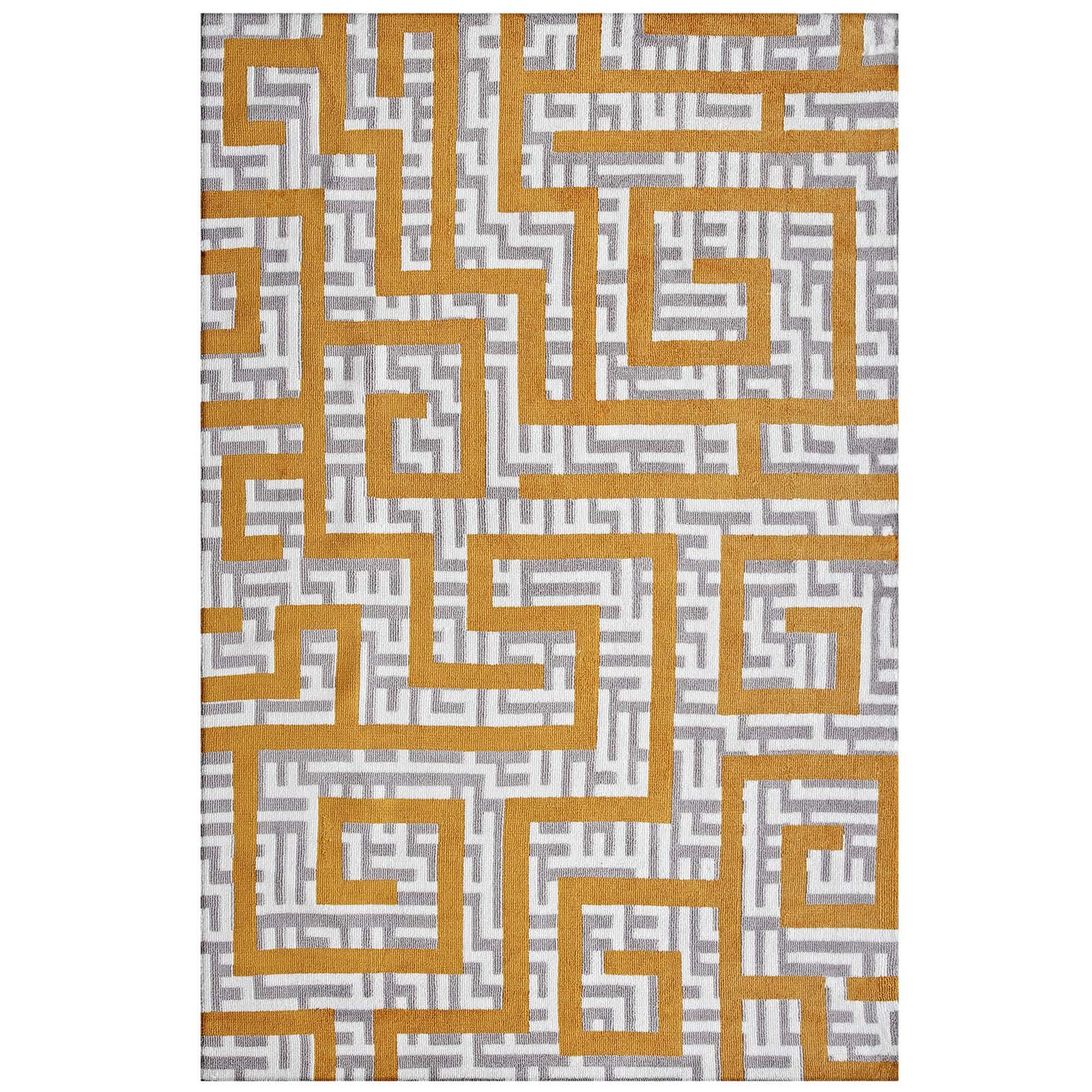 Meander 8x10 Area Rug, Ivory & Yellow