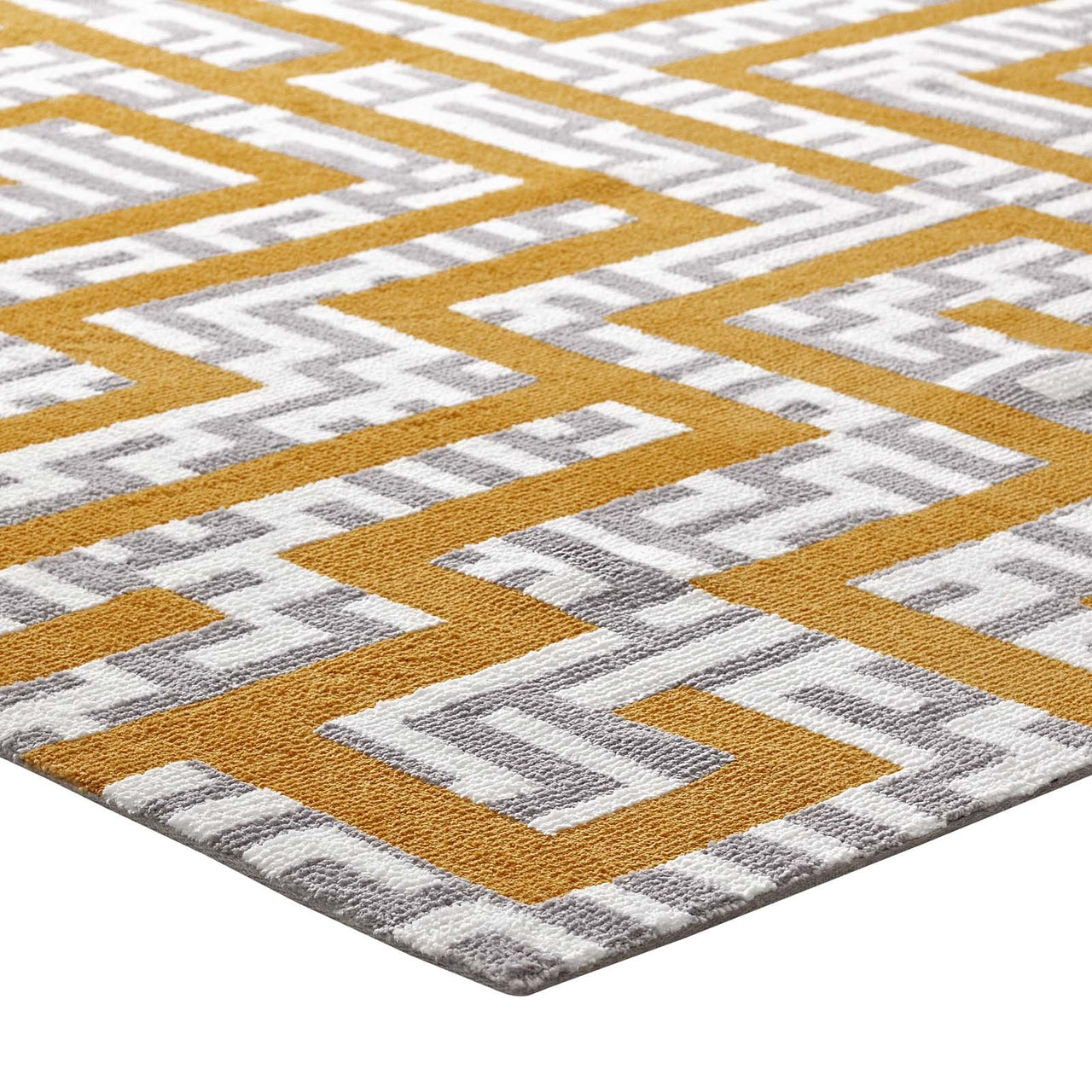 Meander 8x10 Area Rug, Ivory & Yellow