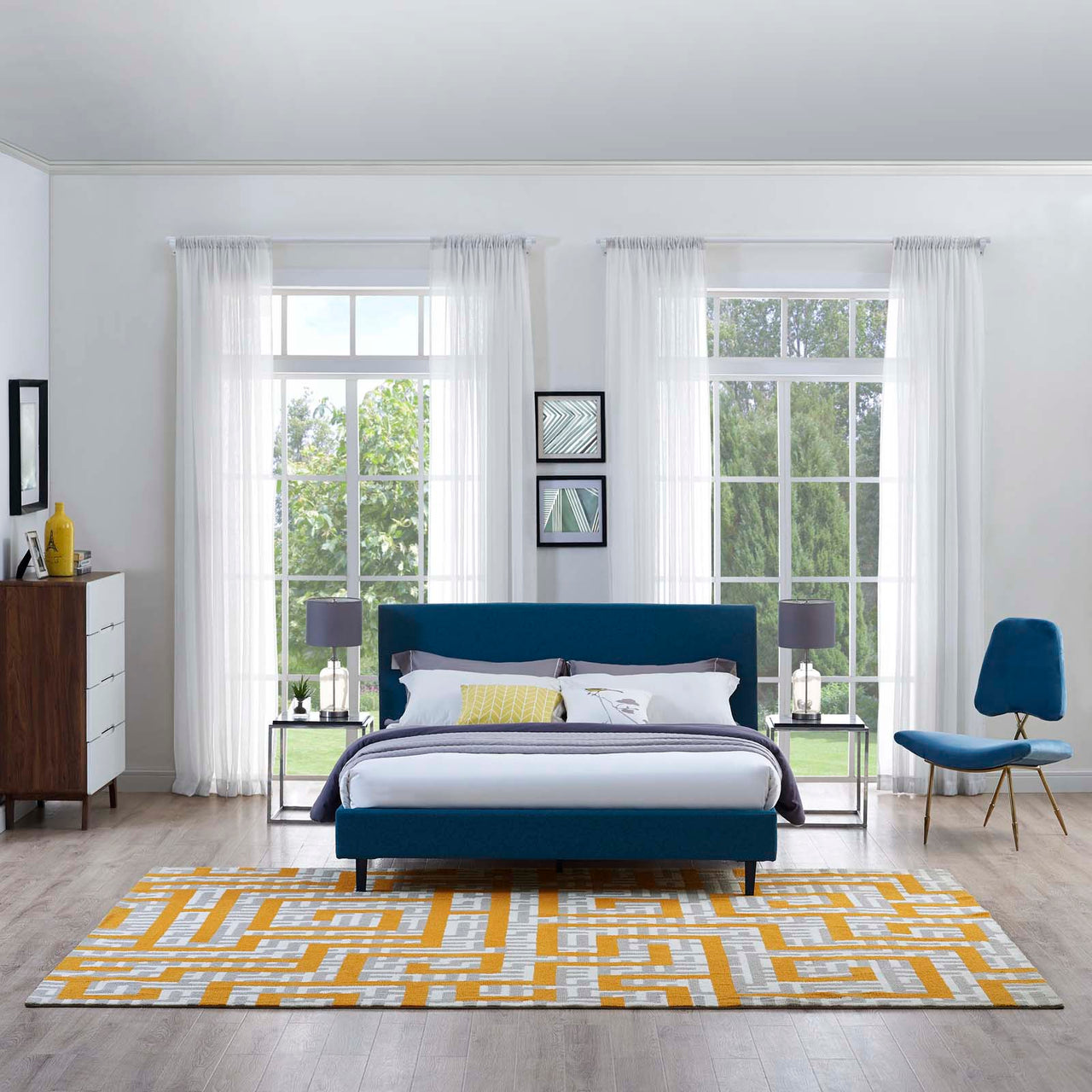 Meander 8x10 Area Rug, Ivory & Yellow