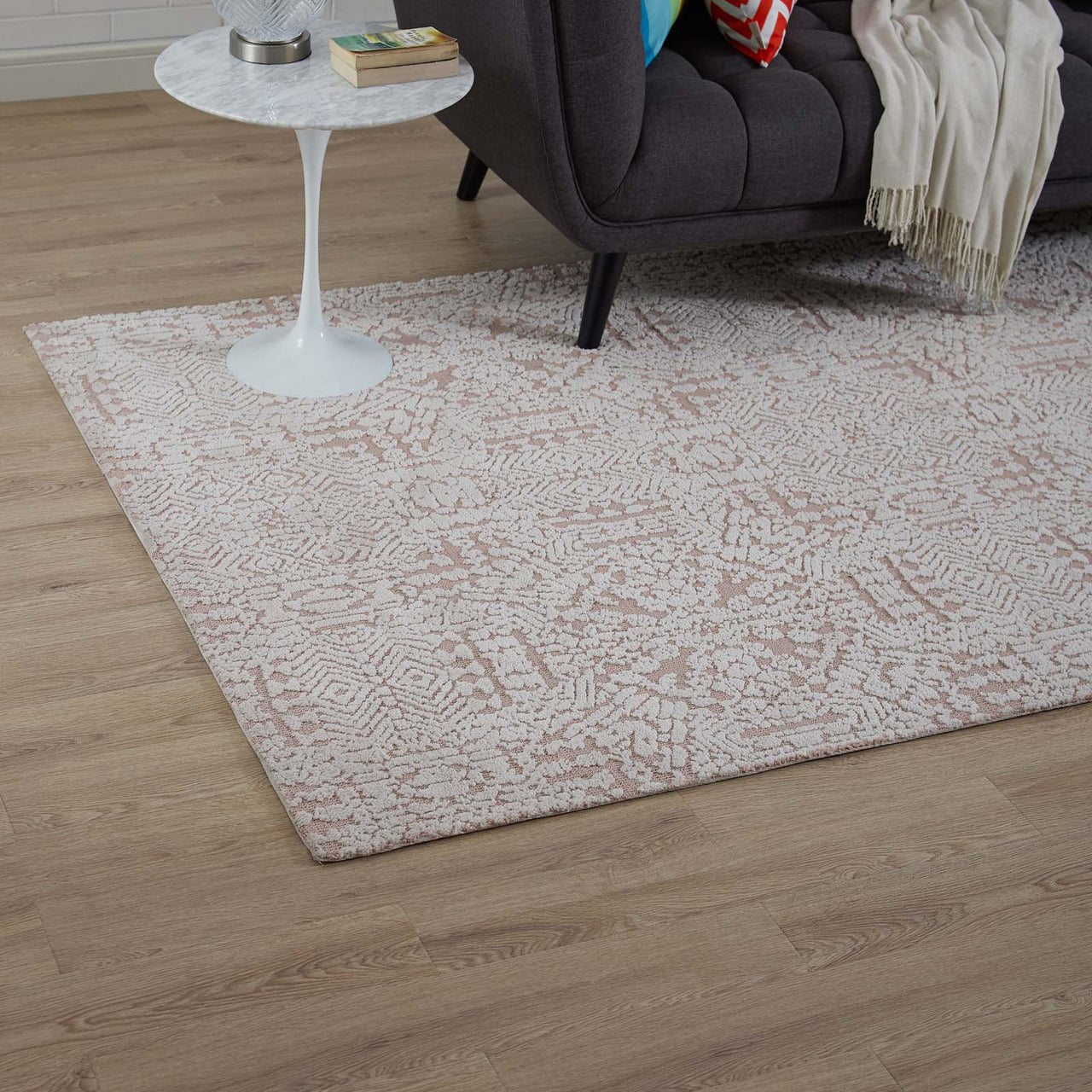 Sanctum 8x10 Area Rug, Ivory & Rose