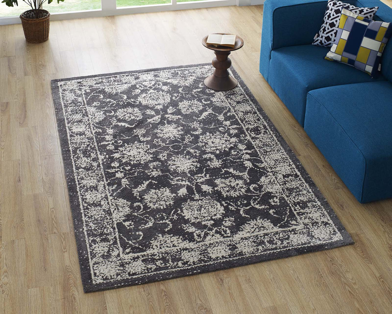 Divine Intervention 5x8 Area Rug, Dark Gray & Ivory