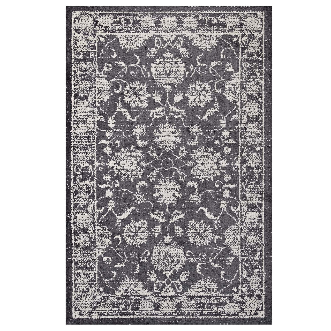 Divine Intervention 8x10 Area Rug, Dark Gray & Ivory