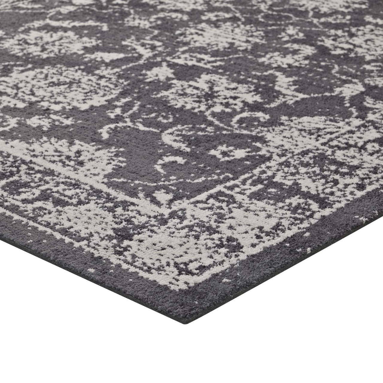 Divine Intervention 8x10 Area Rug, Dark Gray & Ivory