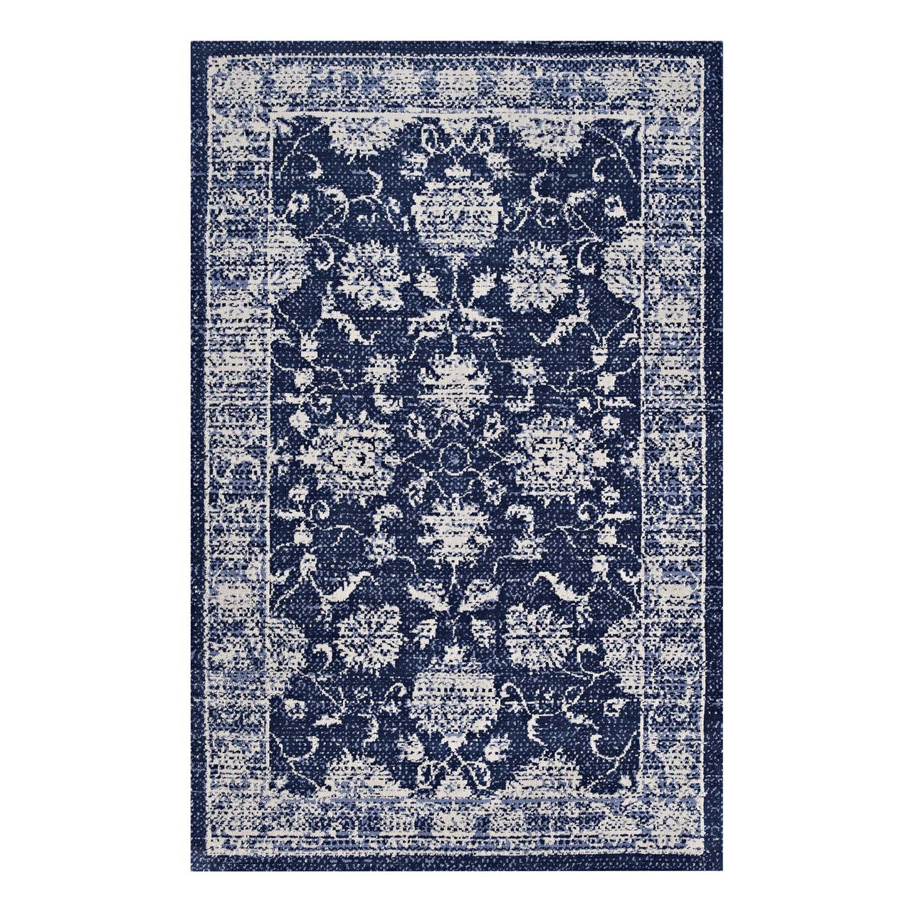 Divine Intervention 5x8 Area Rug, Dark Blue & Ivory