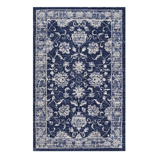 Divine Intervention 5x8 Area Rug, Dark Blue & Ivory