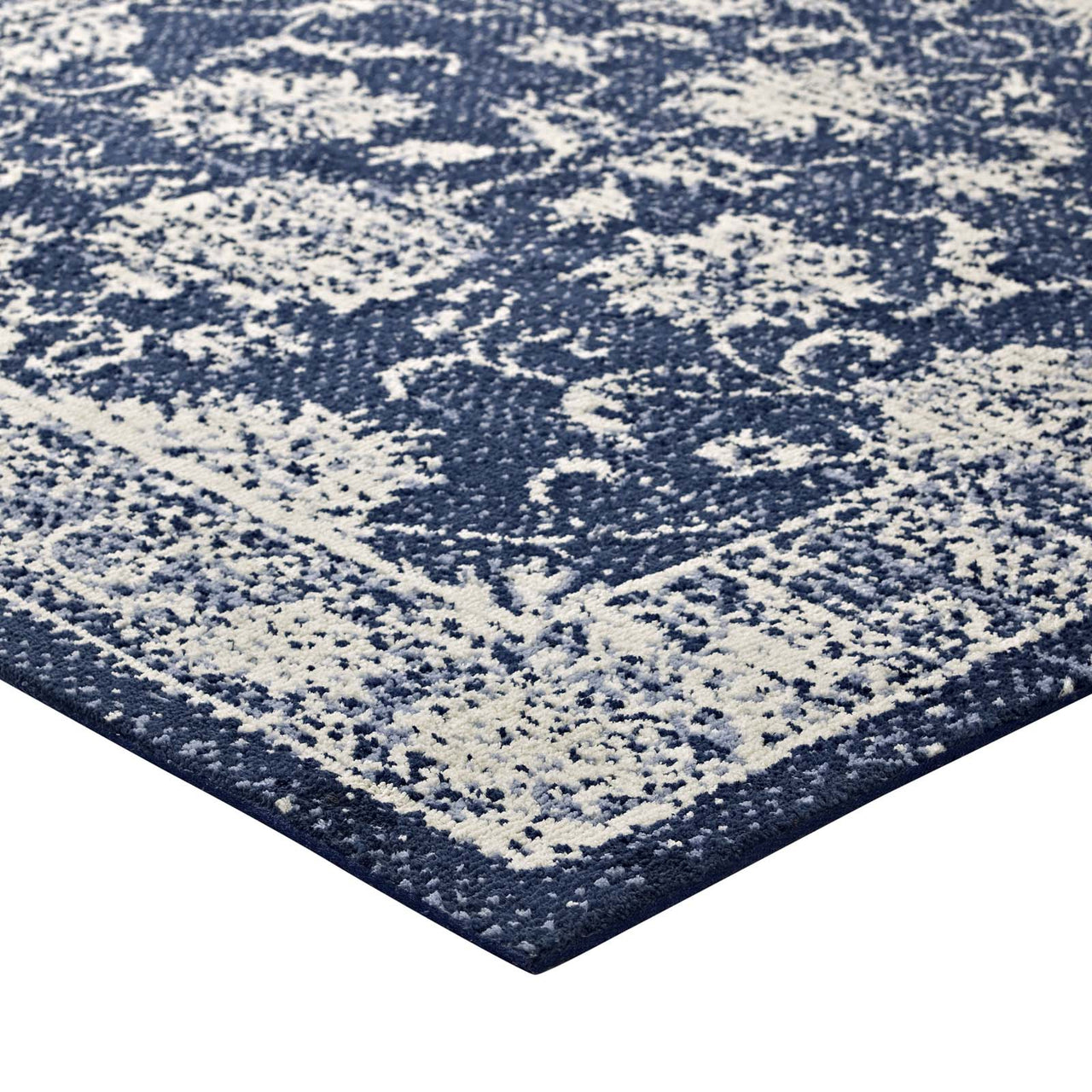 Divine Intervention 5x8 Area Rug, Dark Blue & Ivory