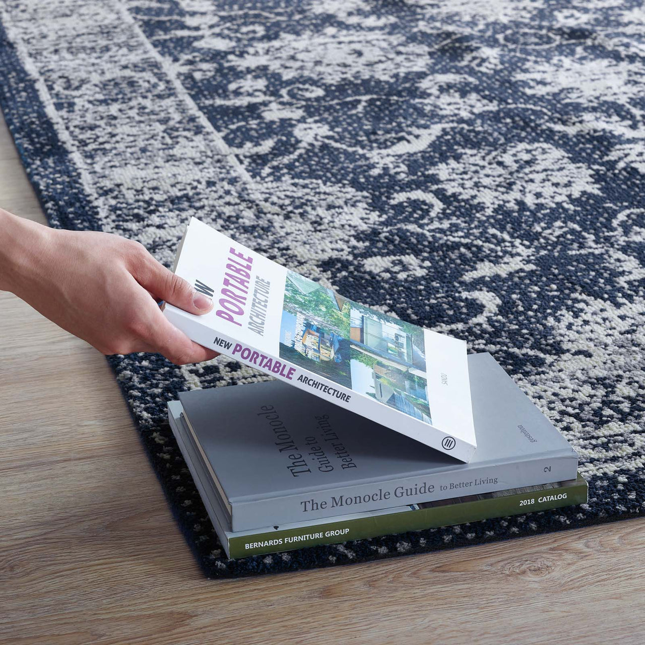 Divine Intervention 5x8 Area Rug, Dark Blue & Ivory