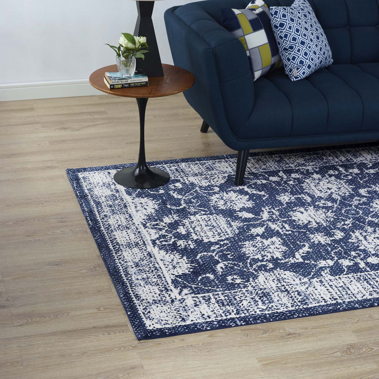 Divine Intervention 5x8 Area Rug, Dark Blue & Ivory