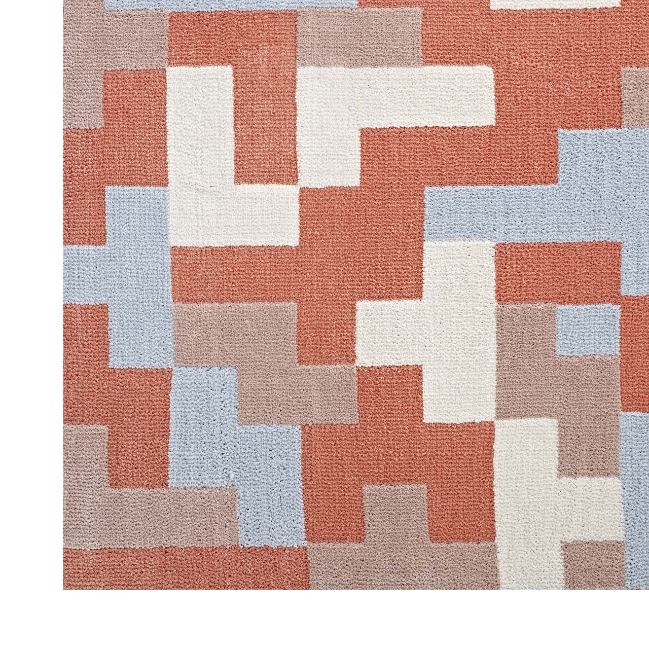8-Bit Puzzle 8x10 Area Rug, Orange & Light Blue
