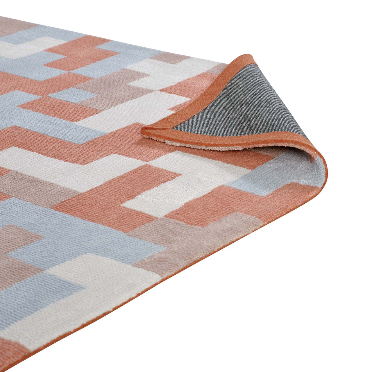 8-Bit Puzzle 8x10 Area Rug, Orange & Light Blue