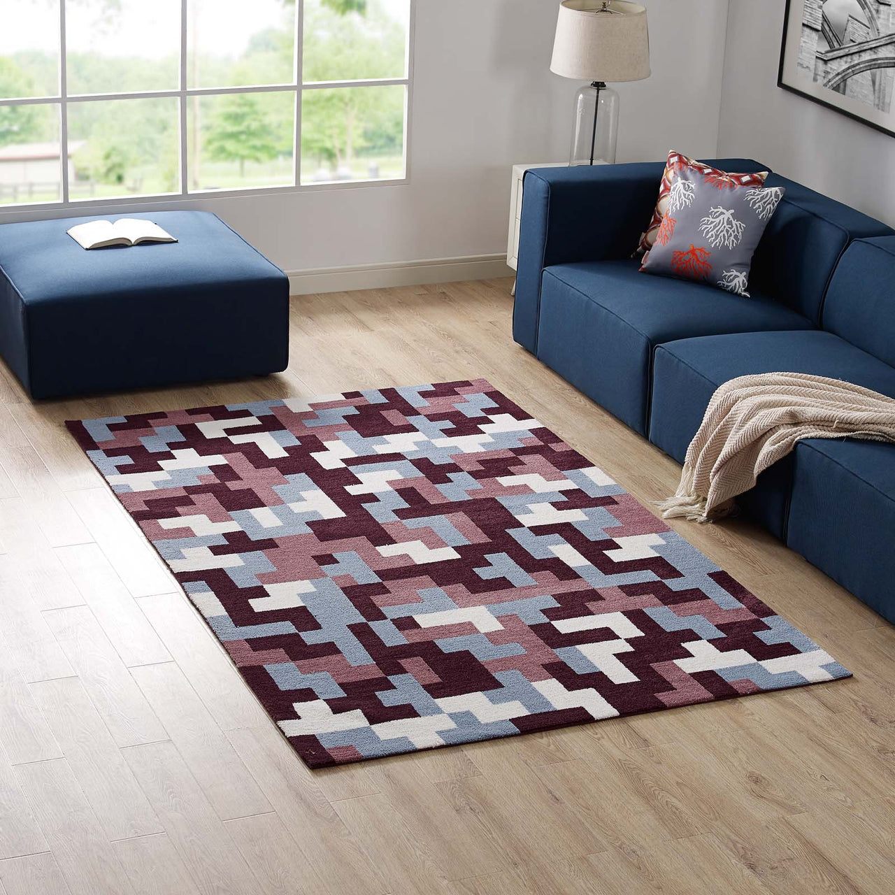 8-Bit Puzzle 5x8 Area Rug, Multicolor