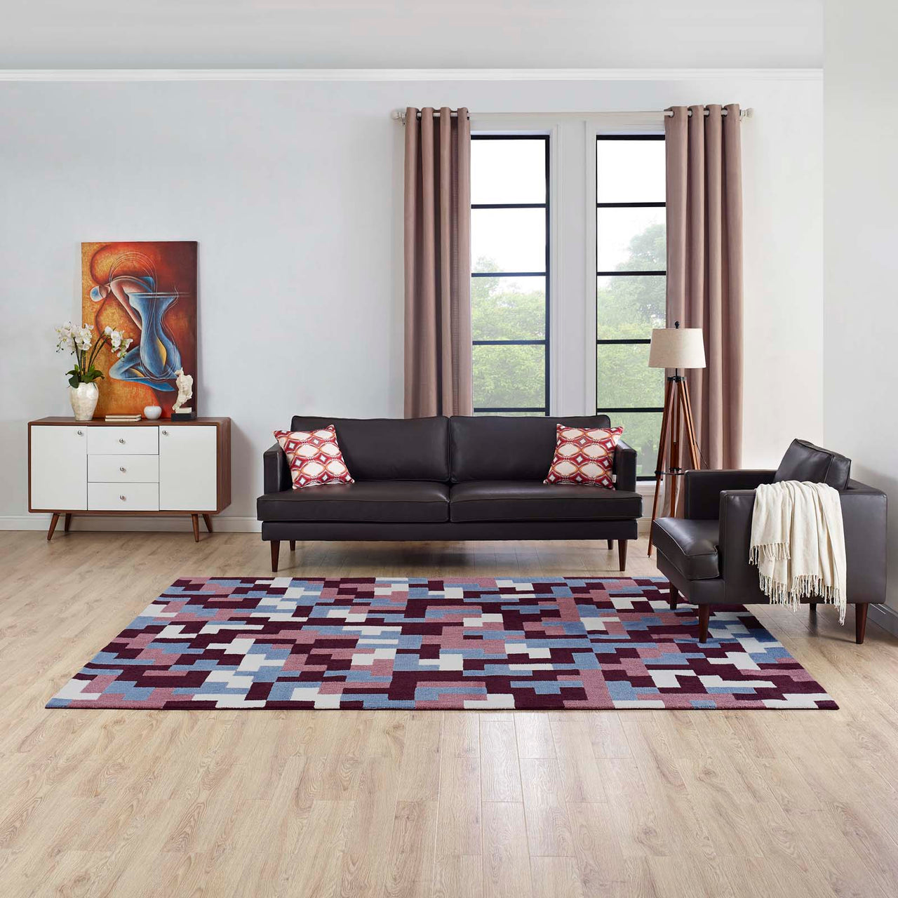 8-Bit Puzzle 8x10 Area Rug, Multicolor