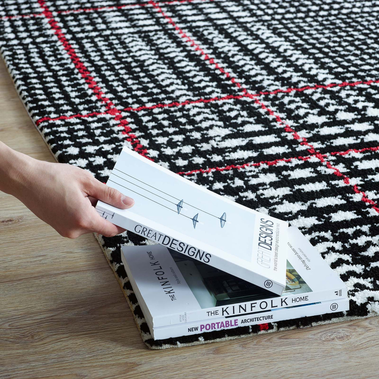 Macroverse 5x8 Area Rug, Black & Red