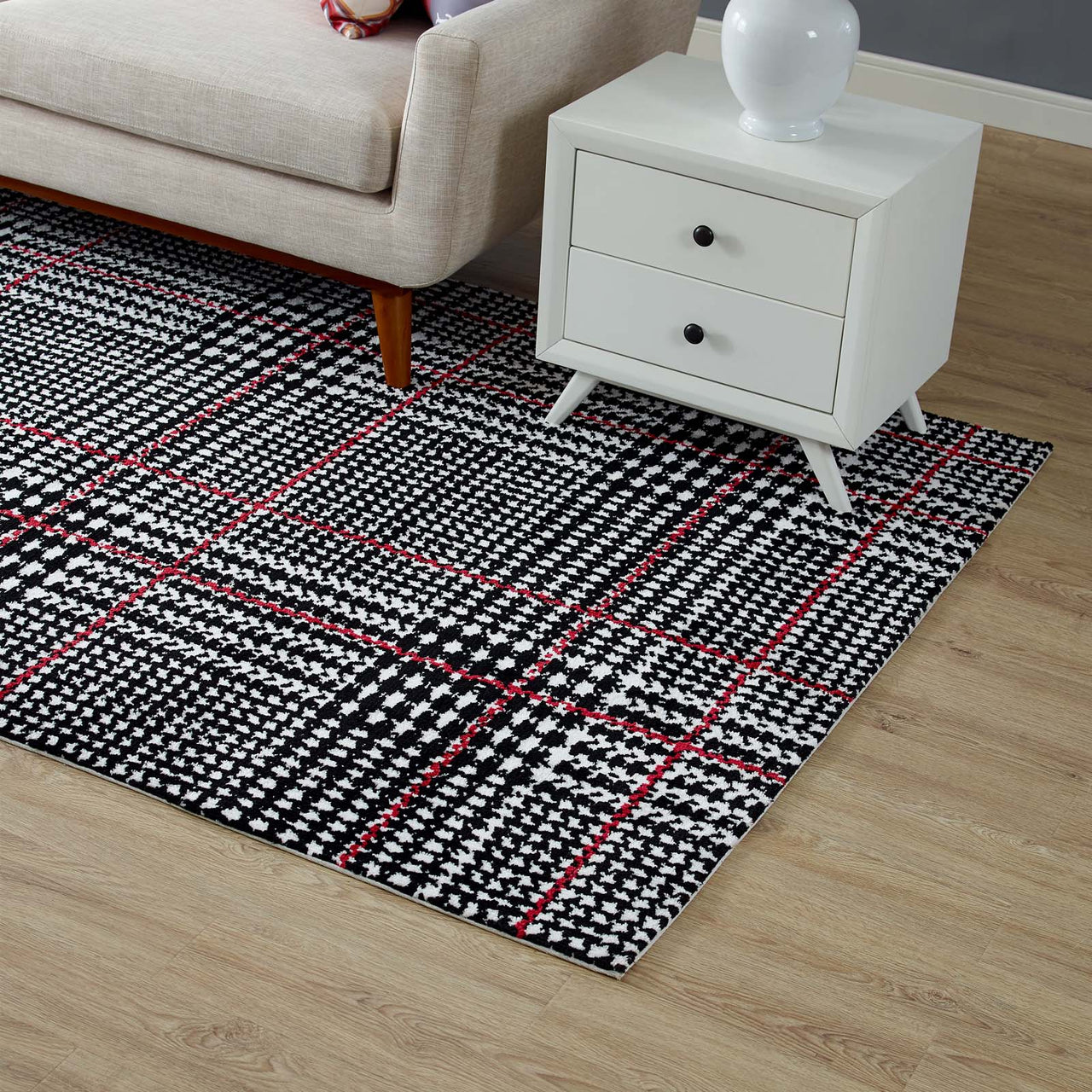 Macroverse 5x8 Area Rug, Black & Red