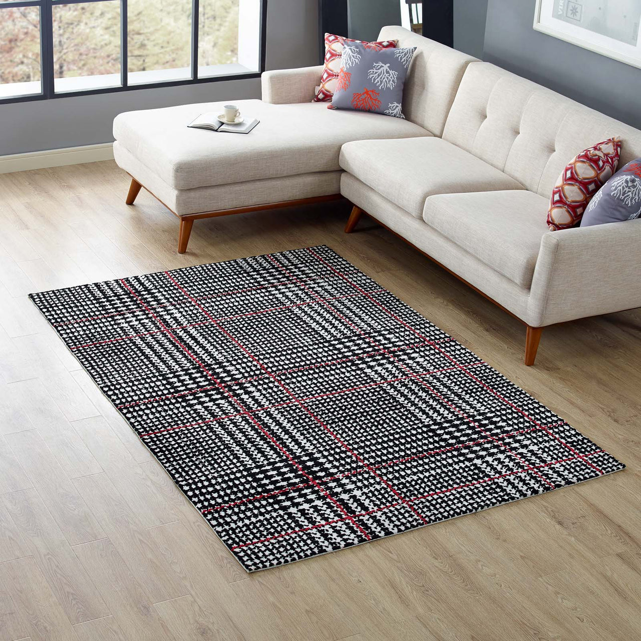 Macroverse 5x8 Area Rug, Black & Red